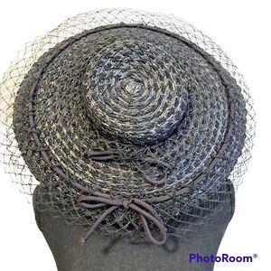 Vtg Sakowitz Bros Houston ladies hat, wide brim straw hat, black Union Made, USA